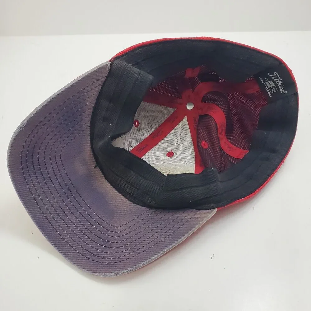 TITLEIST Hat Cap Adult L/XL Red Blue Logo Spell Out Golf Strapback Athleisure